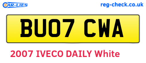 BU07CWA are the vehicle registration plates.