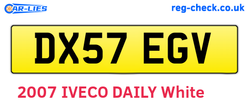 DX57EGV are the vehicle registration plates.