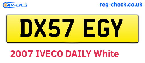 DX57EGY are the vehicle registration plates.