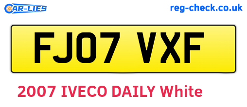 FJ07VXF are the vehicle registration plates.