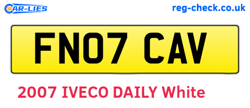 FN07CAV are the vehicle registration plates.