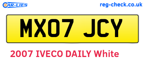 MX07JCY are the vehicle registration plates.