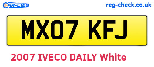 MX07KFJ are the vehicle registration plates.