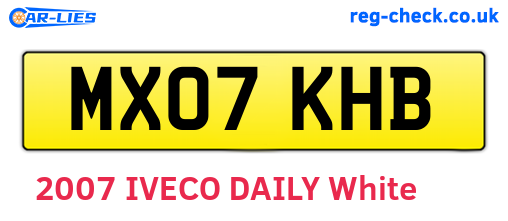 MX07KHB are the vehicle registration plates.