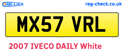 MX57VRL are the vehicle registration plates.