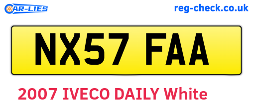 NX57FAA are the vehicle registration plates.