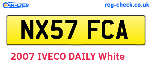 NX57FCA are the vehicle registration plates.