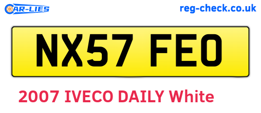 NX57FEO are the vehicle registration plates.