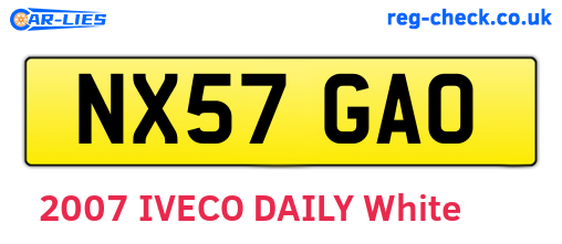 NX57GAO are the vehicle registration plates.