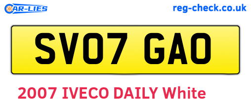SV07GAO are the vehicle registration plates.