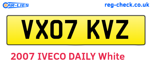 VX07KVZ are the vehicle registration plates.