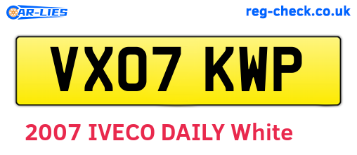 VX07KWP are the vehicle registration plates.