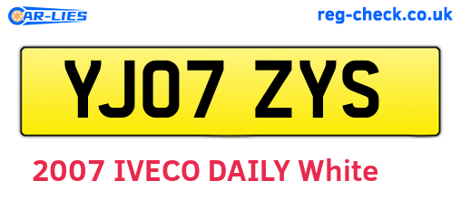 YJ07ZYS are the vehicle registration plates.