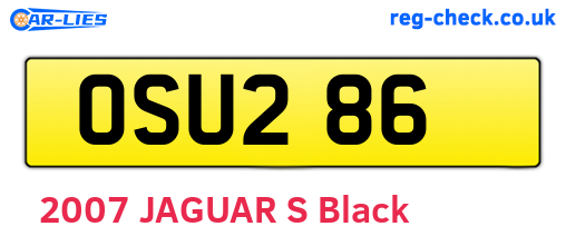 OSU286 are the vehicle registration plates.
