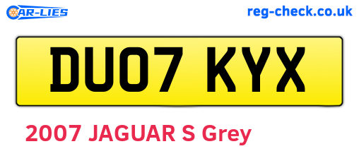 DU07KYX are the vehicle registration plates.