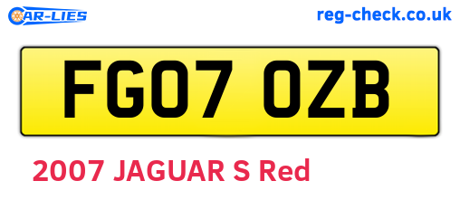 FG07OZB are the vehicle registration plates.