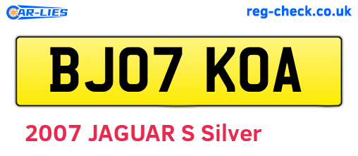 BJ07KOA are the vehicle registration plates.