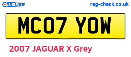 MC07YOW are the vehicle registration plates.