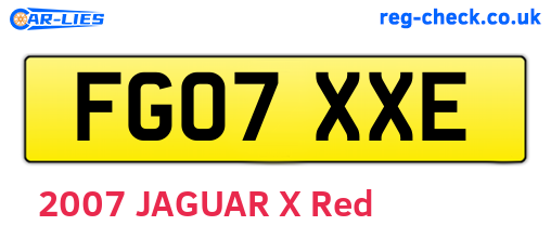 FG07XXE are the vehicle registration plates.