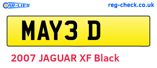 MAY3D are the vehicle registration plates.