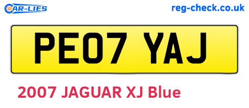 PE07YAJ are the vehicle registration plates.