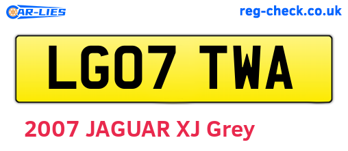 LG07TWA are the vehicle registration plates.