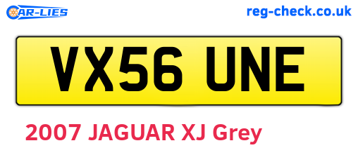 VX56UNE are the vehicle registration plates.
