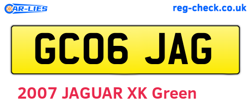 GC06JAG are the vehicle registration plates.
