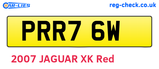 PRR76W are the vehicle registration plates.
