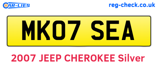 MK07SEA are the vehicle registration plates.