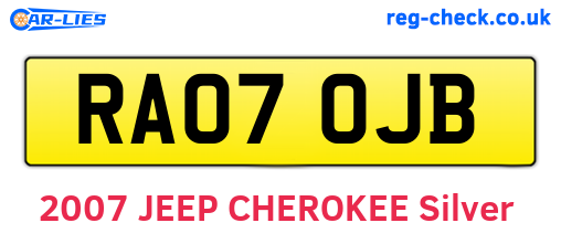 RA07OJB are the vehicle registration plates.