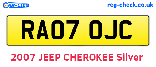 RA07OJC are the vehicle registration plates.