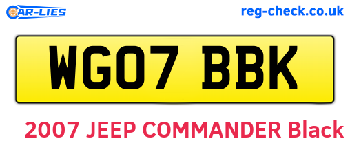 WG07BBK are the vehicle registration plates.