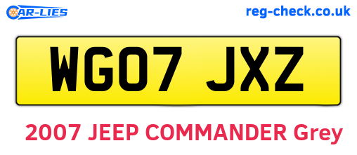 WG07JXZ are the vehicle registration plates.