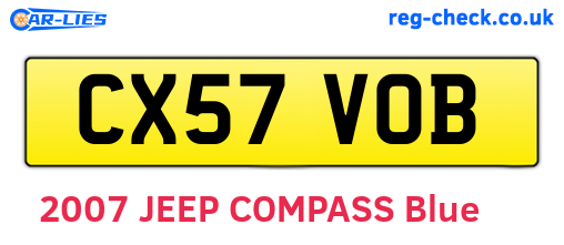 CX57VOB are the vehicle registration plates.