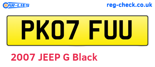 PK07FUU are the vehicle registration plates.