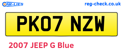 PK07NZW are the vehicle registration plates.