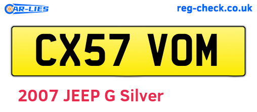 CX57VOM are the vehicle registration plates.