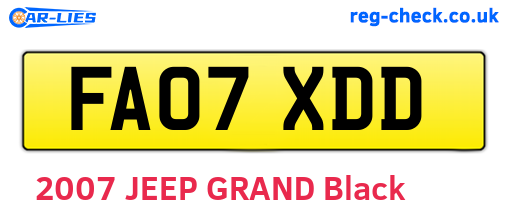 FA07XDD are the vehicle registration plates.