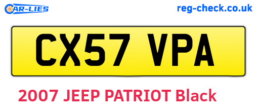 CX57VPA are the vehicle registration plates.