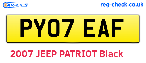 PY07EAF are the vehicle registration plates.