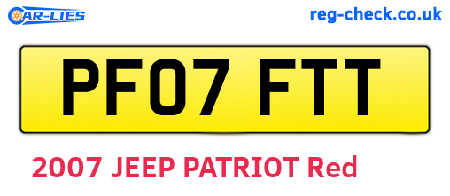 PF07FTT are the vehicle registration plates.
