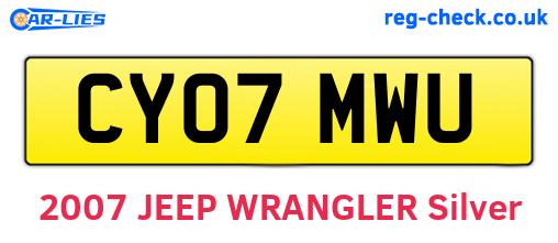 CY07MWU are the vehicle registration plates.