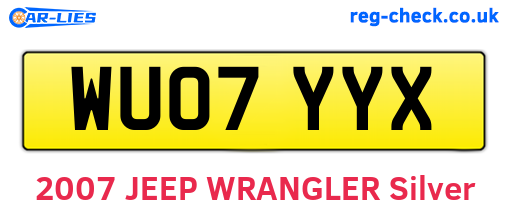 WU07YYX are the vehicle registration plates.