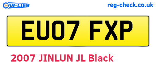 EU07FXP are the vehicle registration plates.