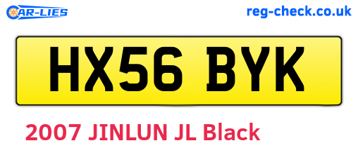 HX56BYK are the vehicle registration plates.