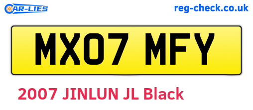 MX07MFY are the vehicle registration plates.