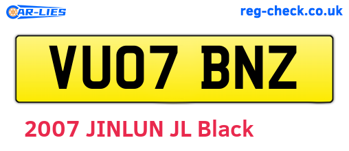 VU07BNZ are the vehicle registration plates.