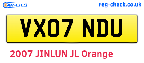 VX07NDU are the vehicle registration plates.