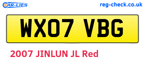 WX07VBG are the vehicle registration plates.